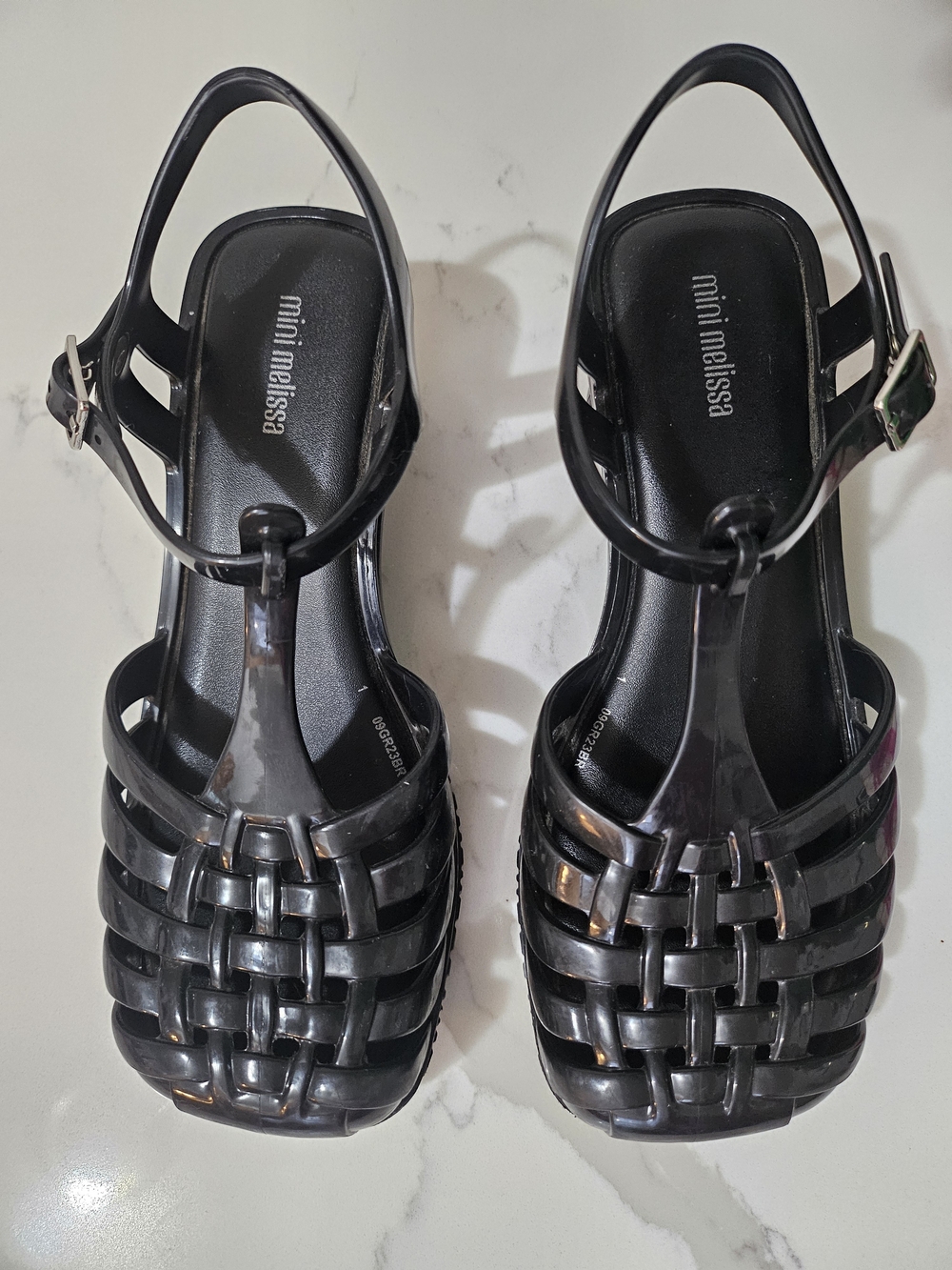 Mini Melissa Black Woven Jelly Sandals